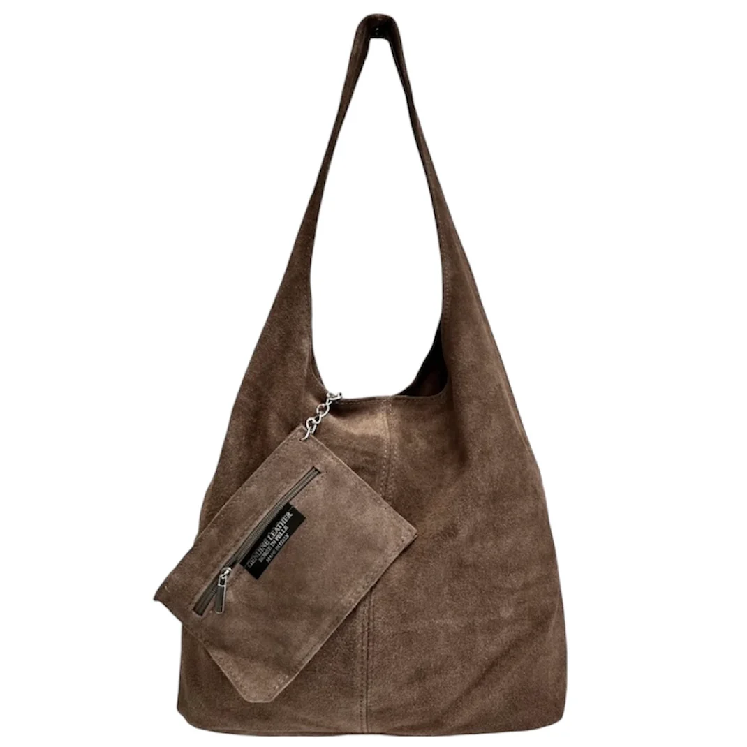 Donata taupe shopper i semsket skinn fra Firenze