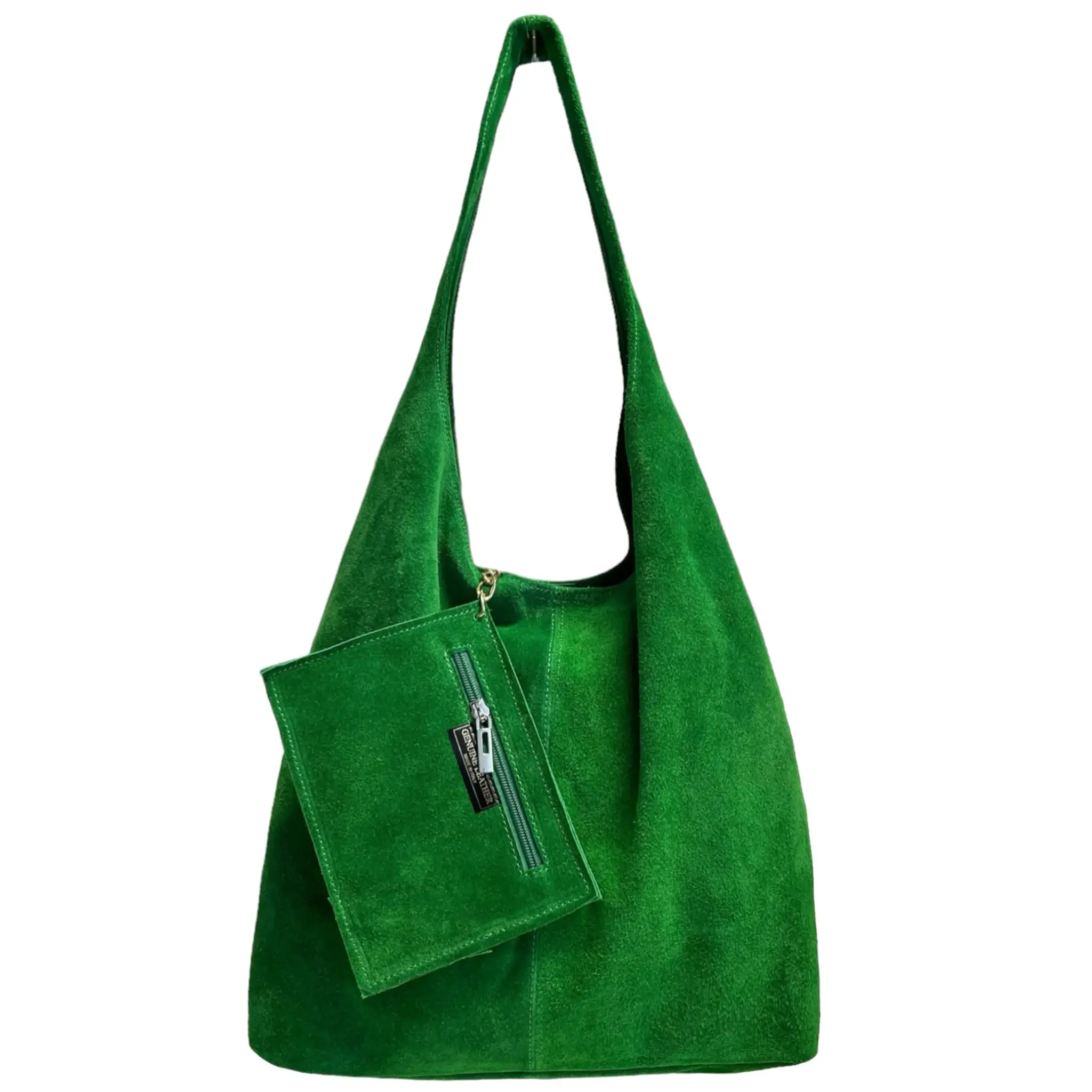 Donata smaragdgrønn shopper i semsket skinn fra Firenze