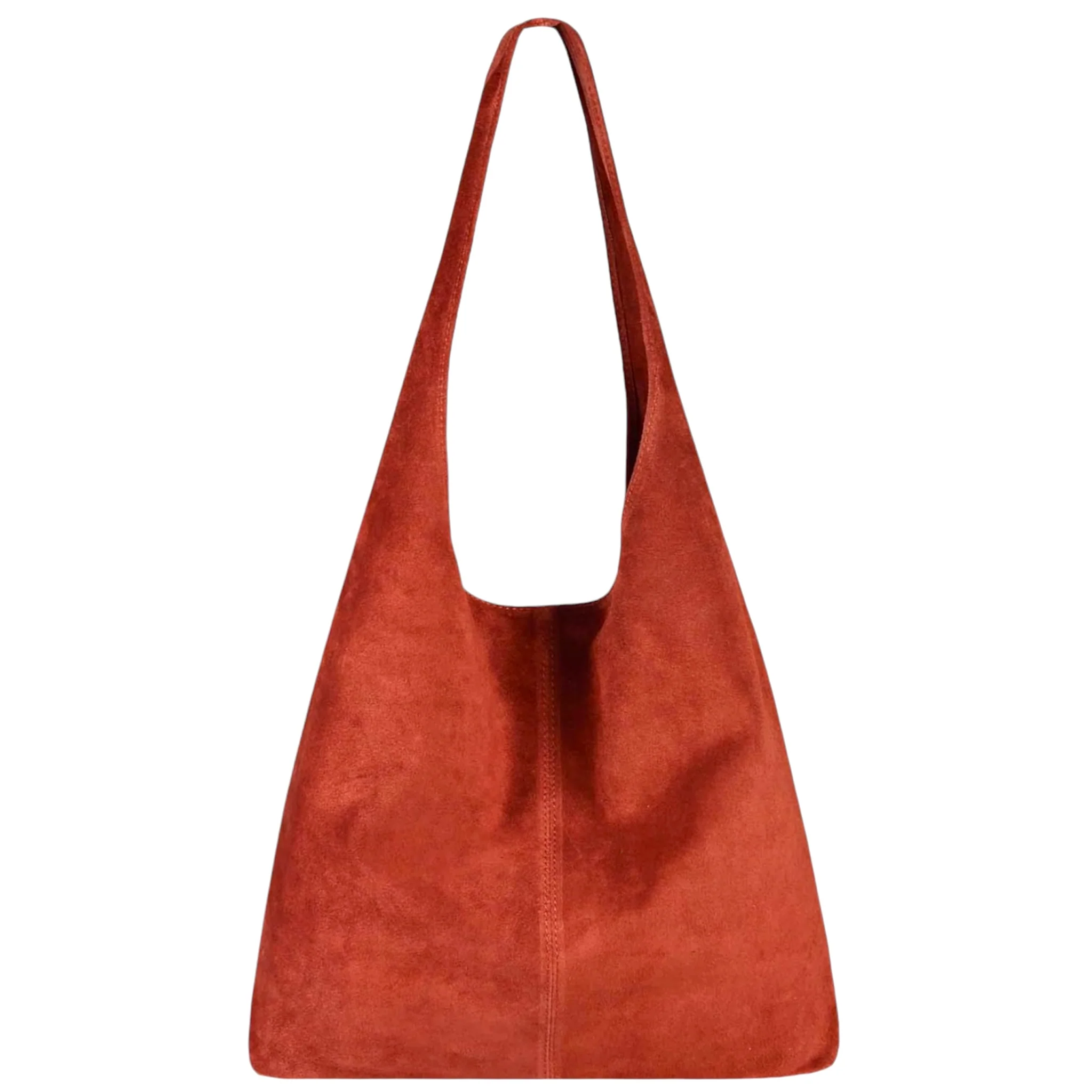 Donata mursteinsrød shopper i semsket skinn fra Firenze