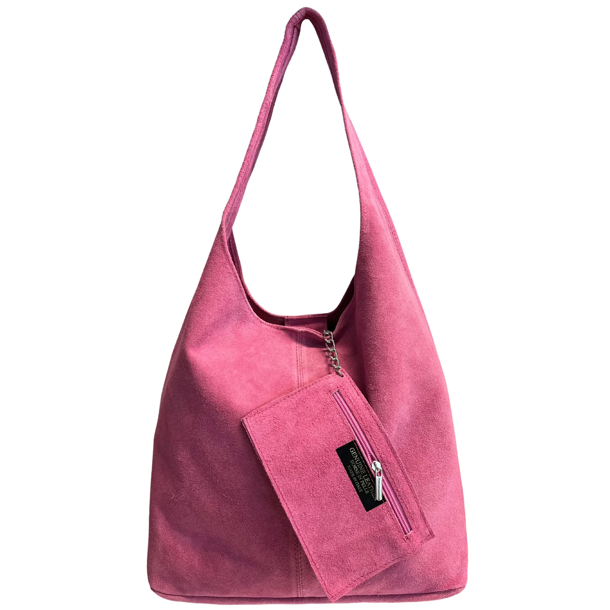 Donata rosa barbie shopper i semsket skinn fra Firenze