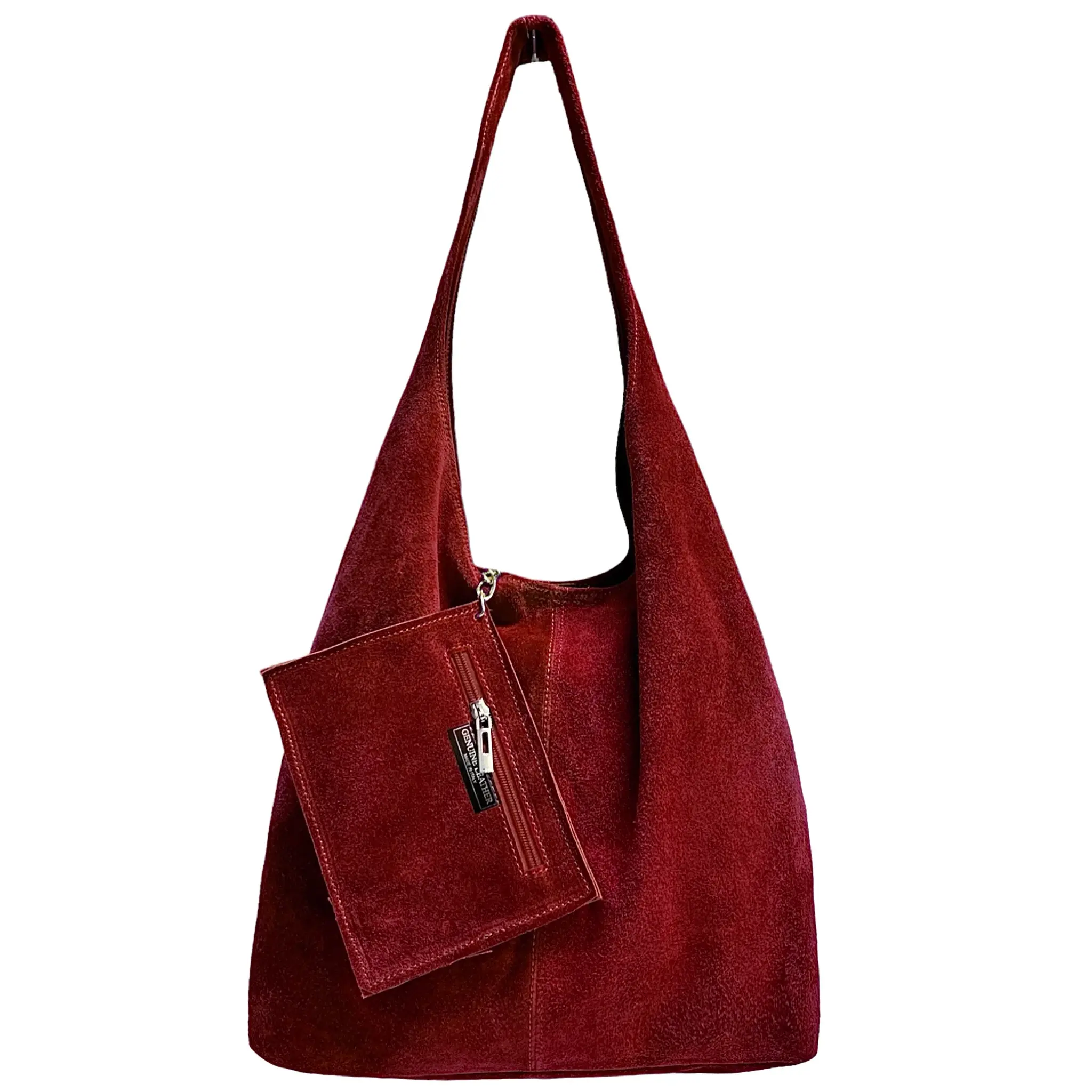 Donata bordeaux shopper i semsket skinn fra Firenze