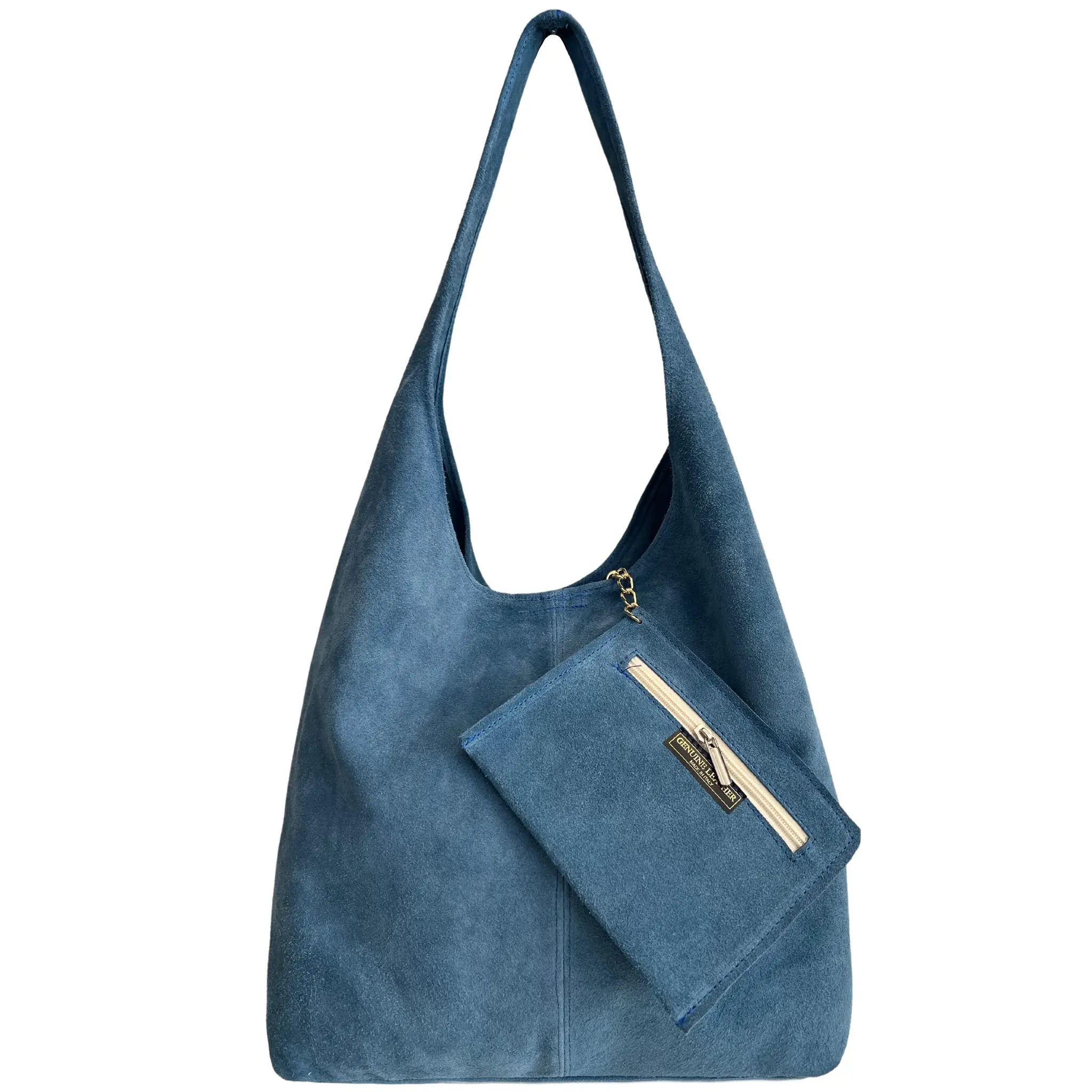 Donata himmelblå shopper i semsket skinn fra Firenze