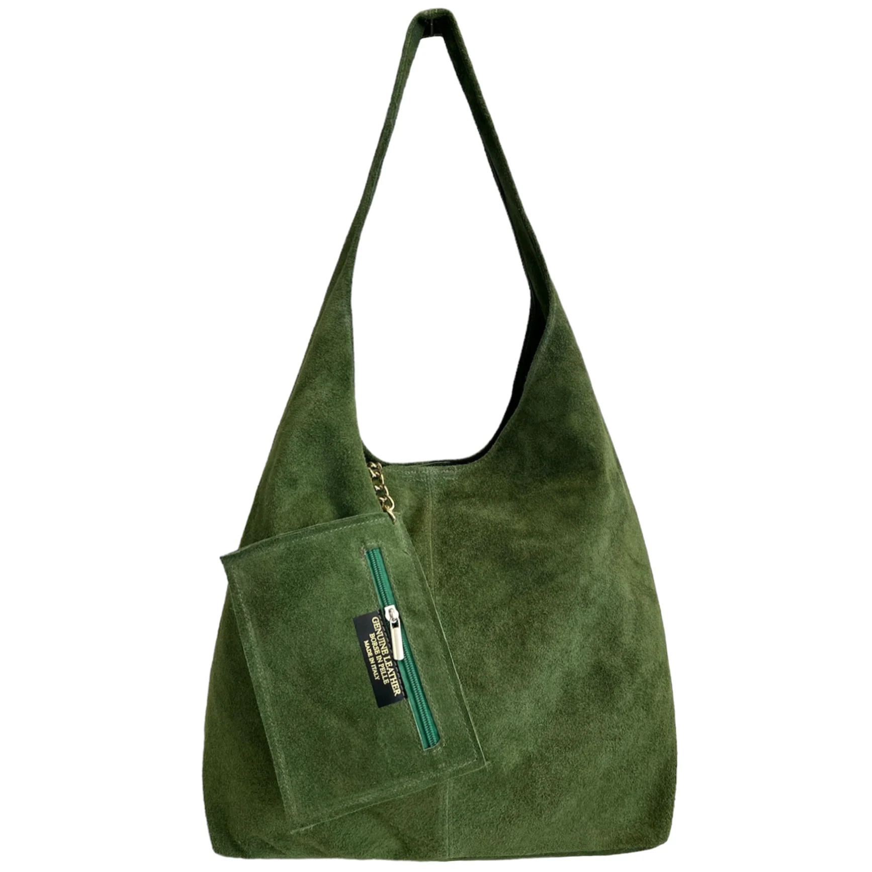 Donata skoggrønn shopper i semsket skinn fra Firenze