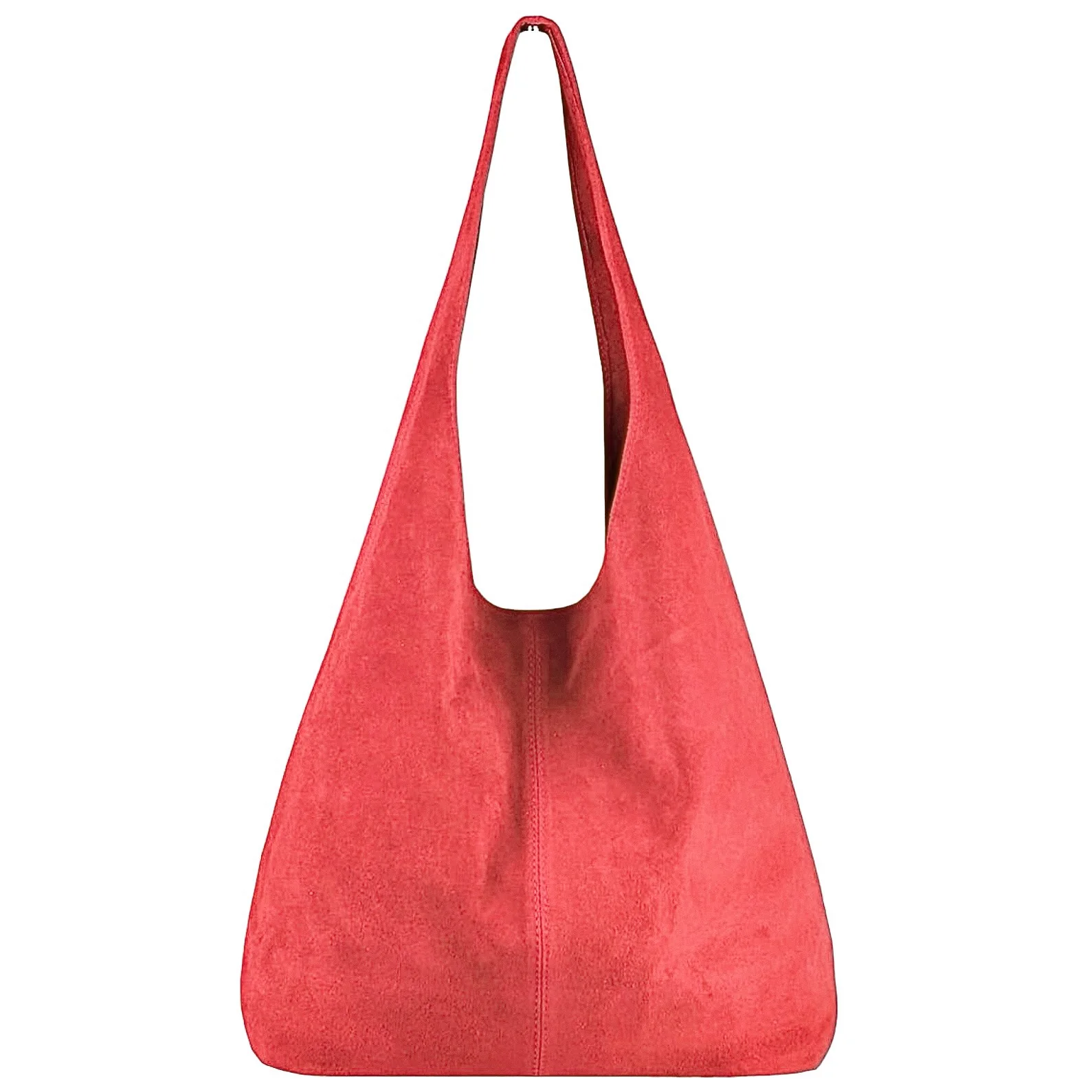Donata vannmelonrød shopper i semsket skinn fra Firenze