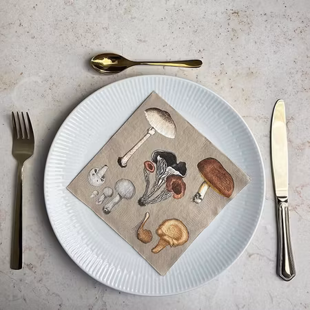 Sopp Beige servietter 16,5x16,5cm