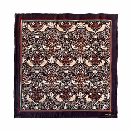 Silkeskjerf Strawberry thief William Morris 50x50cm