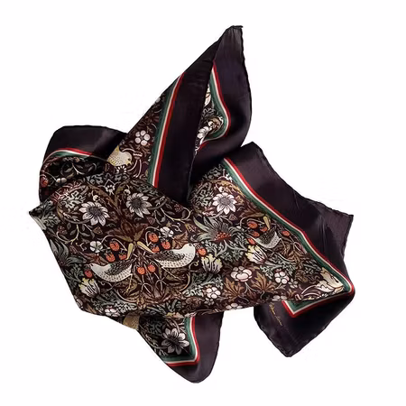 Silkeskjerf Strawberry thief William Morris 50x50cm