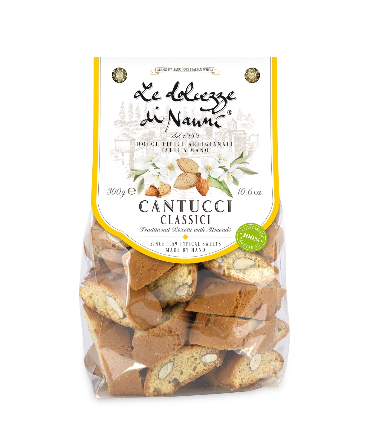 Cantucci med pistage och mandel, handgjord i Italien
