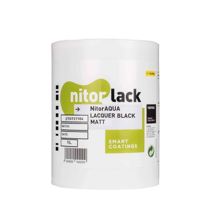 Nitor Aqua Lack - 1liter Svart Matt