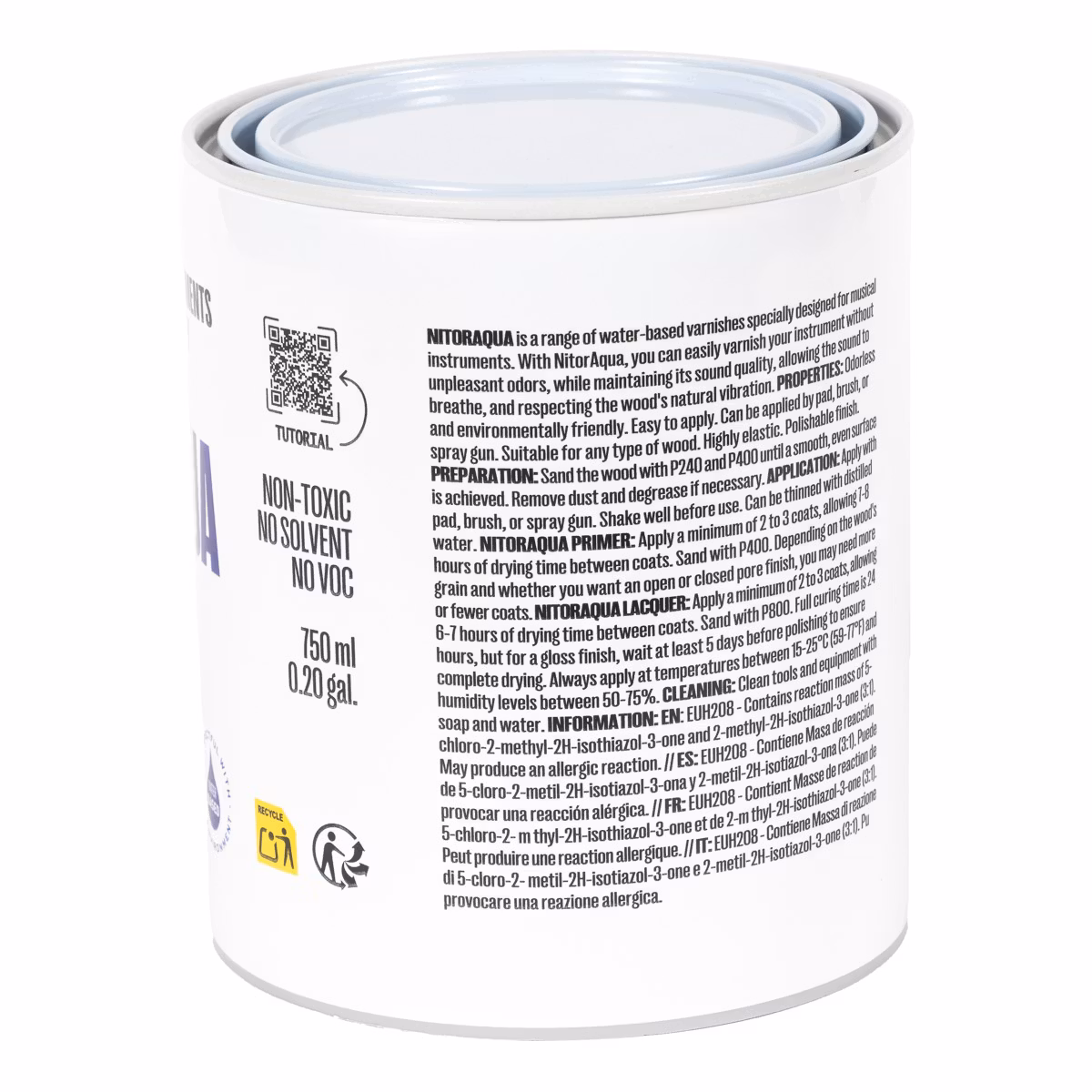 Nitor Aqua Lack - 0,75 liter Svart Matt