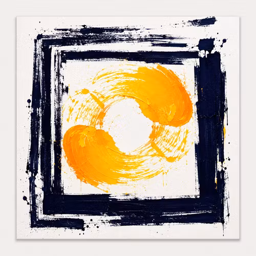 Abstrakt Gul/Svart 16 120cm*120cm