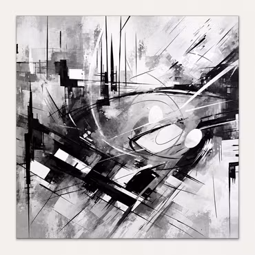 Abstrakt Svart/Vit 18 120cm*120cm