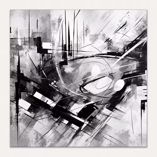 Abstrakt Svart/Vit 18 120cm*120cm