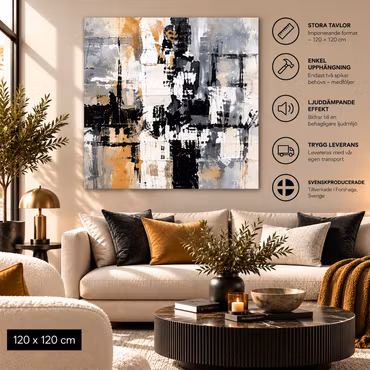 Svart/VIT/GULD 14 120cm*120cm