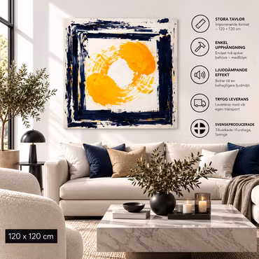 Abstrakt Gul/Svart 16 120cm*120cm