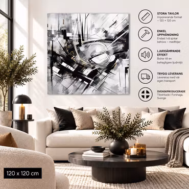 Abstrakt Svart/Vit 18 120cm*120cm