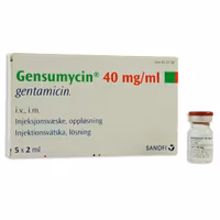 Gensumycin, inj-vätska, lösning 40 mg/ml, 5 x 2 milliliter