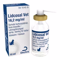 Lidcosal Vet, laryngofaryngeal spray, lösning 16,2 mg/ml, 10 milliliter