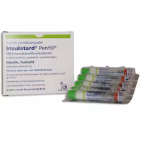 Insulatard Penfill, injektionsvätska, suspension, cylinderampull 100 IE/ml, 5 x 3 milliliter