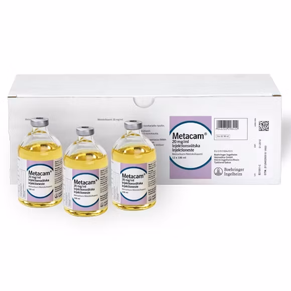 Metacam för nötkreatur, svin och häst, inj-vätska, lösning 20 mg/ml, 12 x 100 milliliter