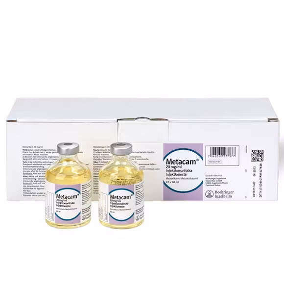 Metacam för nötkreatur, svin och häst, inj-vätska, lösning 20 mg/ml, 12 x 50 milliliter