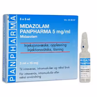 Midazolam Panpharma, inj-vätska, lösning 5 mg/ml, 5 x 3 milliliter
