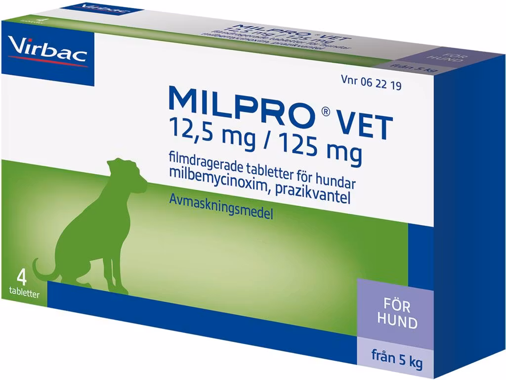 Milpro vet, filmdragerad tablett 12,5 mg/125 mg, 4 tablett(er)