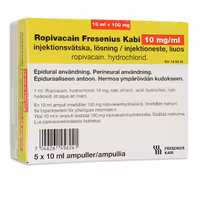 Ropivacain Fresenius Kabi, inj-vätska, lösning 10 mg/ml, 5 x 10 milliliter