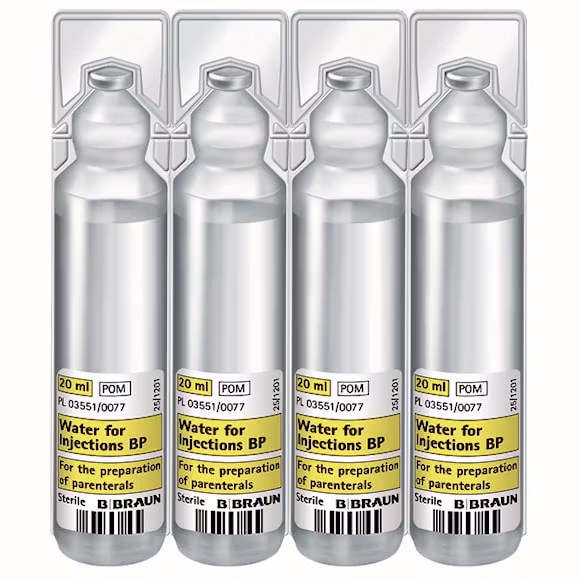 Sterilt vatten Braun, spädningsvätska för parenteral användning, 20 x 20 milliliter