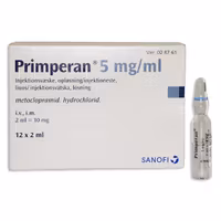 Primperan, inj-vätska, lösning 5 mg/ml, 12 x 2 milliliter