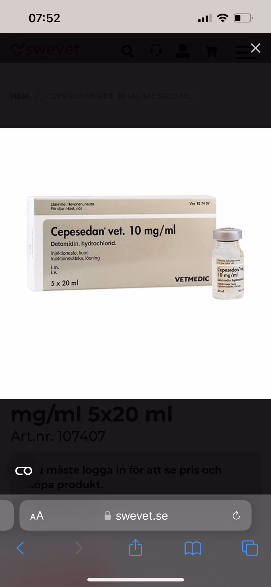 Cepesedan vet. 10 mg/ml 5 x 20 milliliter Injektionsvätska, lösning
