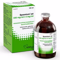 Spasmium vet. 500 mg/ml + 4 mg/ml 100 milliliter Injektionsvätska, lösning