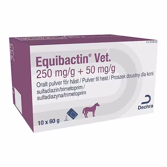 Equibactin vet. 250 mg/g + 50 mg/g 10 x 60 gram Oralt pulver