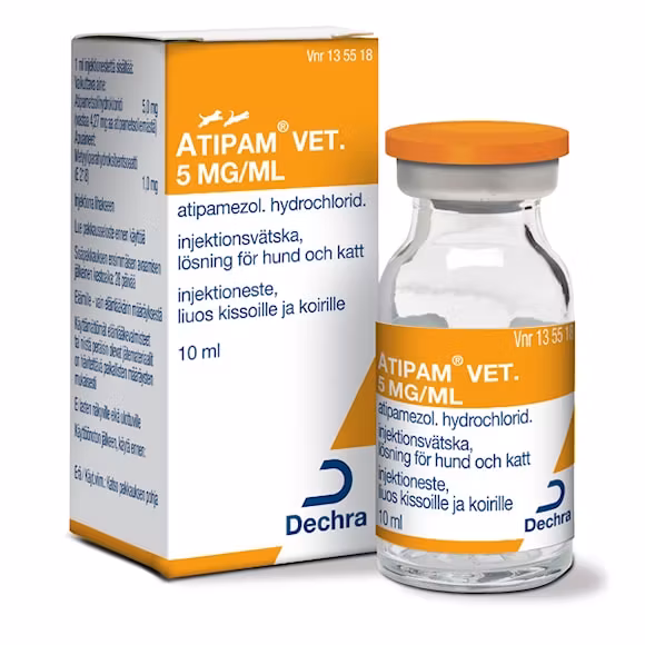 Atipam vet. 5 mg/ml 10 milliliter Injektionsvätska, lösning