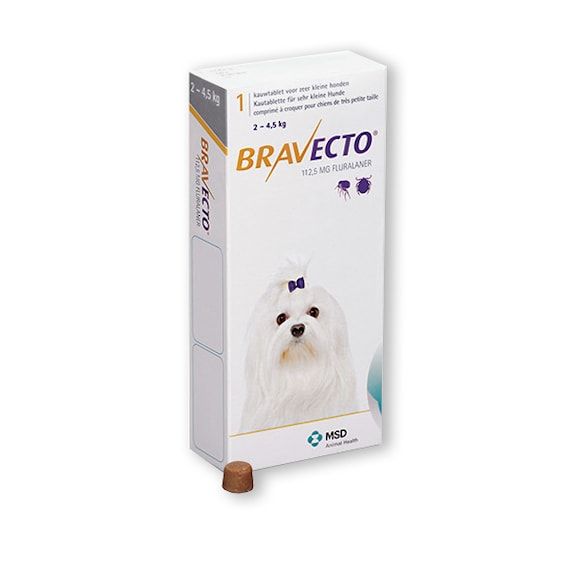 Bravecto för mycket små hundar (2-4,5 kg) 112,5 mg 1 tablett(er) Tuggtablett