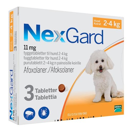 NEXGARD för hund 2-4 kg 11,3 mg 3 tablett(er) Tuggtablett
