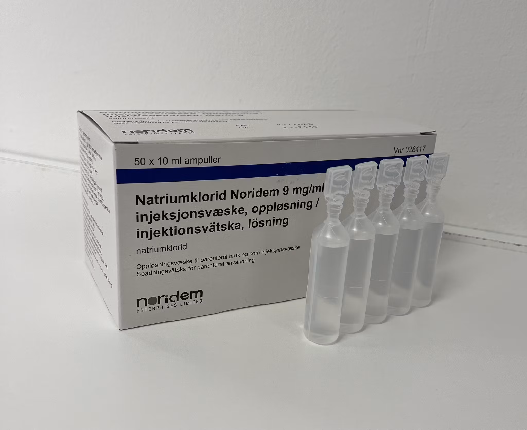 Natriumklorid Noridem 9 mg/ml 50 x 10 milliliter Injektionsvätska, lösning