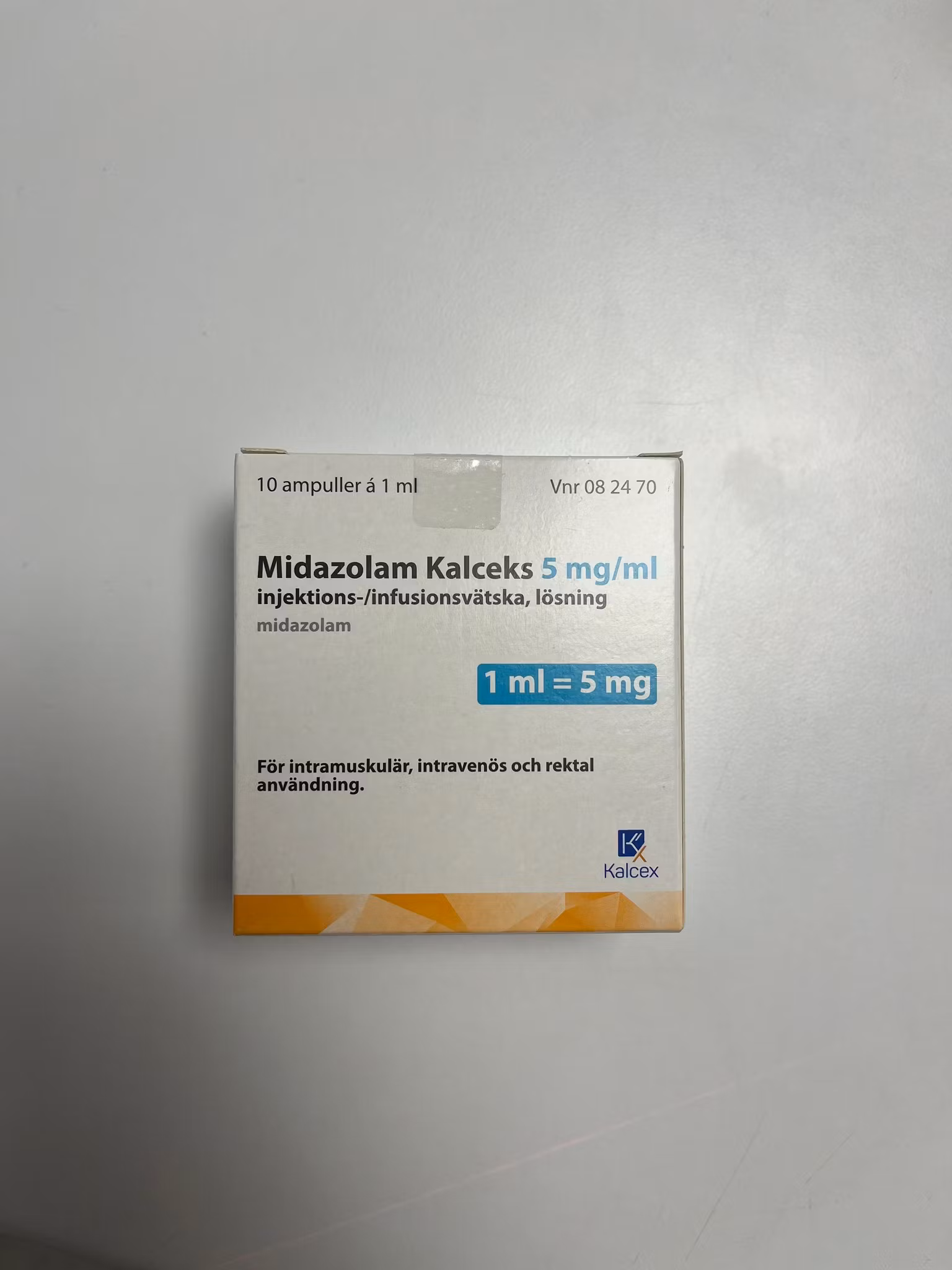 Midazolam Kalceks 5 mg/ml 10 x 1 milliliter Injektions-/infusionsvätska, lösning