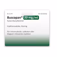 Buscopan, inj-vätska, lösning 20 mg/ml Ebb Medical AB, 6 x 1 milliliter