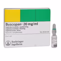 Buscopan, inj-vätska, lösning 20 mg/ml STADA Nordic ApS, 5 x 1 milliliter