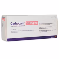 Carbocain, inj-vätska, lösning 10 mg/ml, 5 x 20 milliliter