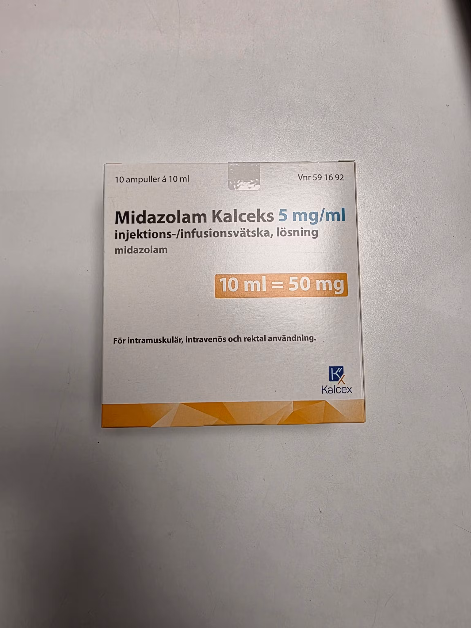 Midazolam Kalceks 5 mg/ml 10 x 10 milliliter Injektions-/infusionsvätska