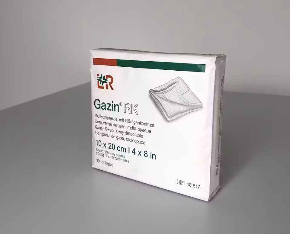 Kompress Gazin med 12lagers rtg tråd 10x20cm/100