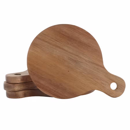 Acacia Glass Coasters 4pcs/set with leather rope