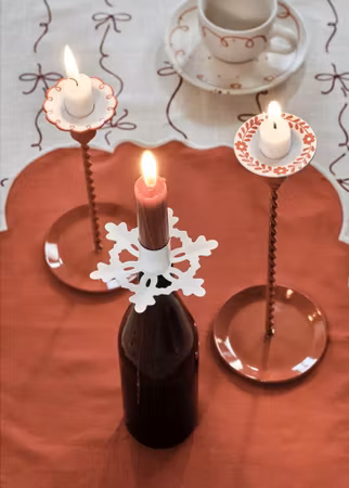 Nyhet! Ljushållare för flaska Snöflinga vit