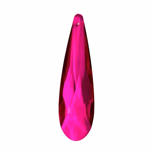 Hot Pink Droppe Glas 76x21mm 2:a Sortering 1st