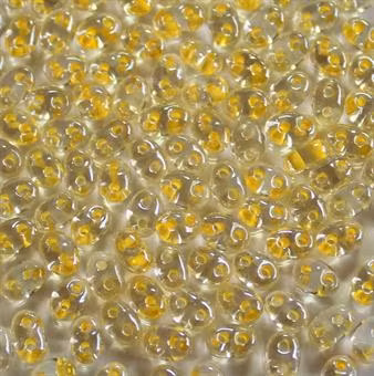 Crystal Yellow Color Lined Twin Beads 10g