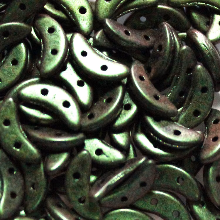 Polychrome Olive Mauve Crescent 10g