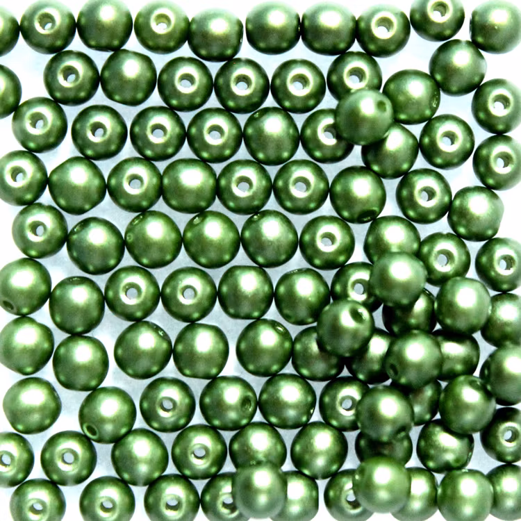 Alabaster Pastel Olivine Runda/Druks 6mm 50st