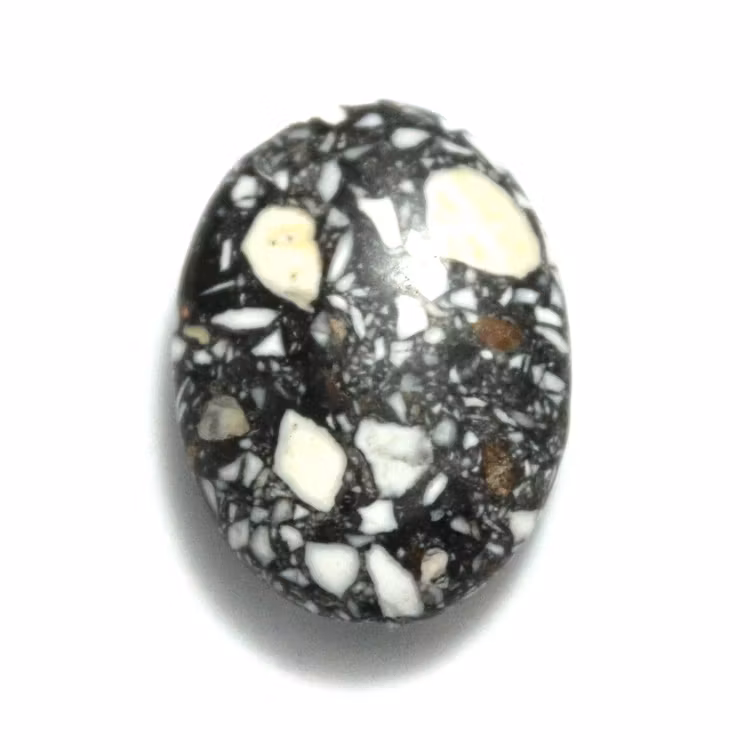 Vit Magnesit Oval Spräcklig 25x18mm 1st